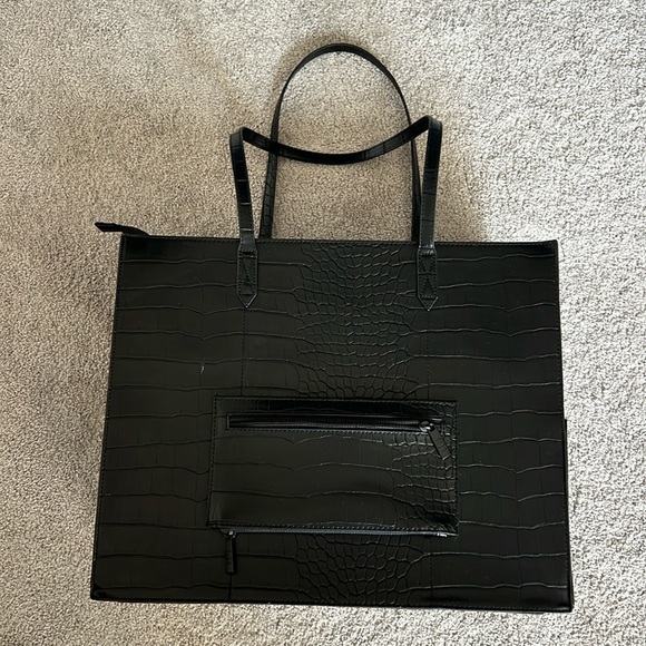 Beis The Work Tote in Black Croc - Picture 1 of 4